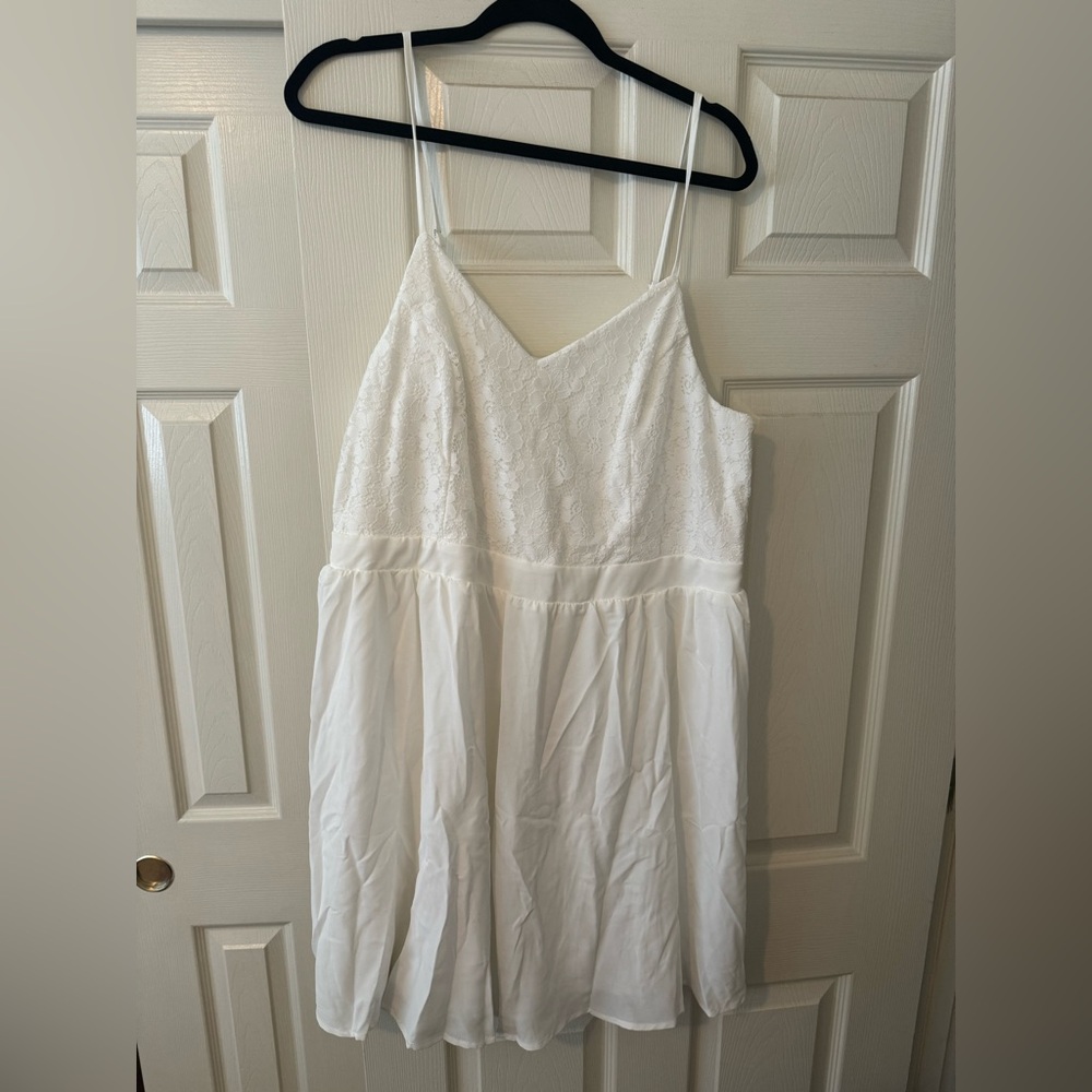 Plus Size White Lace Cami Dress